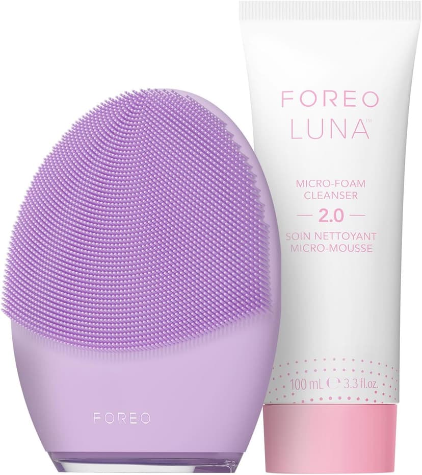 FOREO Deep & Gentle LUNA 4 Sensitive Bundle - Facial Cleansing Brush for Sensitive Skin + LUNA Micro-Foam Face Cleanser 2.0, 100 ml - Deep Cleansing and Firming Silicone Face Massager Beauty Set - 1