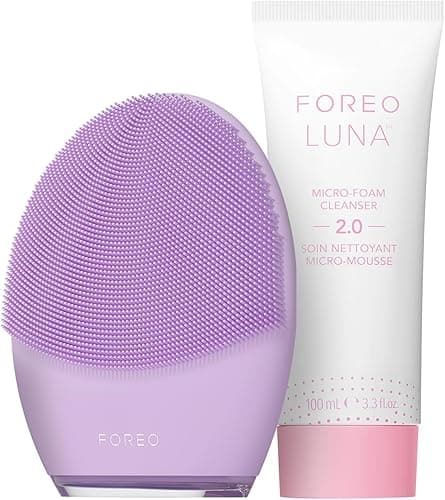 FOREO Deep & Gentle LUNA 4 Sensitive Bundle - Facial Cleansing Brush for Sensitive Skin + LUNA Micro-Foam Face Cleanser 2.0, 100 ml - Deep Cleansing and Firming Silicone Face Massager Beauty Set