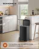 SONGMICS Poubelle 30L, avec Pédale en Acier, Seau Intérieur et Couvercle, Poignée, Fermeture en Douceur, Hermétique, pour Cuisine, Salon, Noir LTB01BK - 2
