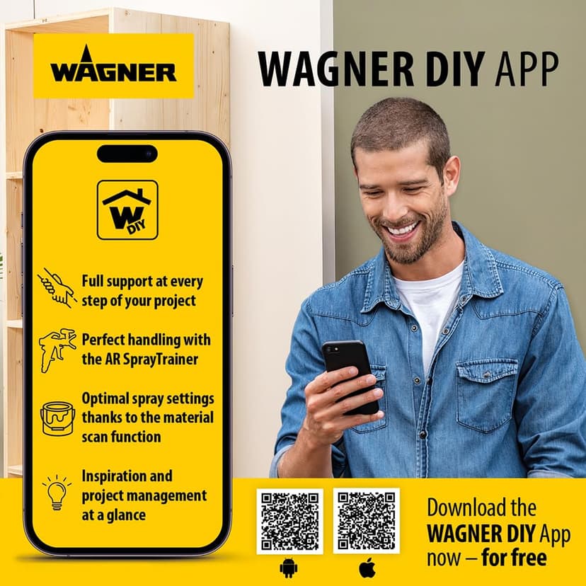 WAGNER Système de Peinture par pulvérisation W 590 FLEXiO pour peintures murales, Vernis & lasures à l'intérieur & à l'extérieur, 15 m²-6 Min, réservoir 1300 ml/800 ML, 630 W - 2