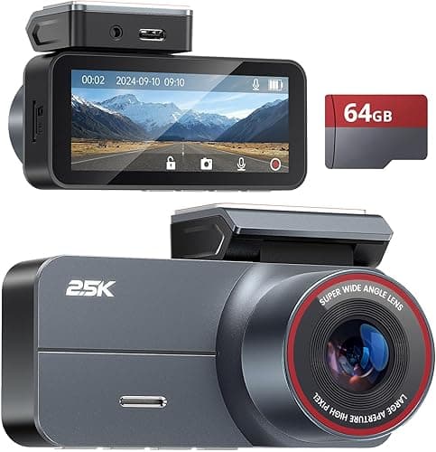 Caméra Embarquée Voiture 2.5K QHD Avant/Arrière - Double Objectif, Écran IPS 3,39 - Grand Angle 160°, Vision Nocturne, Mode Parking 24h/24 (Argenté Gris)