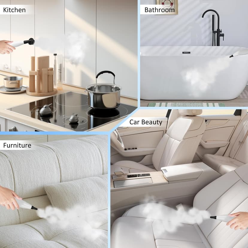 Nettoyeur Vapeur Portable 1200ML, 2500W Nettoyeur Vapeur Manuel avec 8 Accessoires, 4.5 Bar, Steam Cleaner pour Cuisine, Salle de Bain, Voiture, Sol, Canapé, Carrelage et Joints - 3