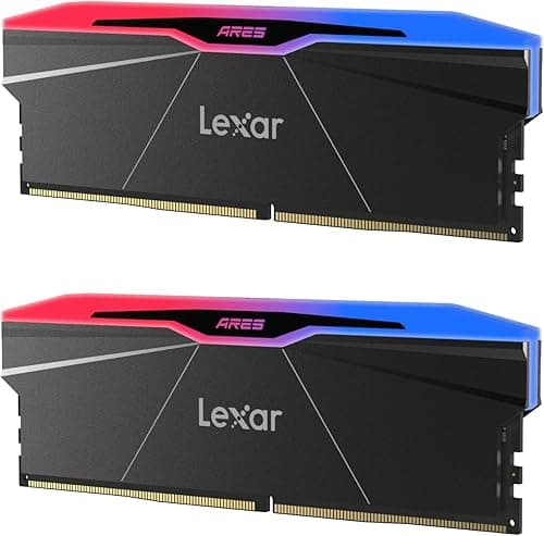 Lexar ARES Gen2 RGB DDR5 RAM 32GB Kit (2x16GB) 6000MHz CL26, 288Pin UDIMM Desktop Memory, PC Gaming Computer Memory for AMD EXPO/DRAM Empowered by SK hynix/CL26-36-36-68/1.45V(LD5U16G60C26BR-RGD)