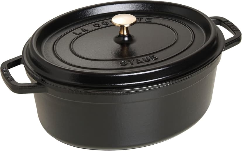 STAUB Cocotte en Fonte Émaillée avec Couvercle, Tous feux dont induction, 8 personnes, Ovale, 41 cm, 12 L, 11,9 kg, Noir Mat - 1