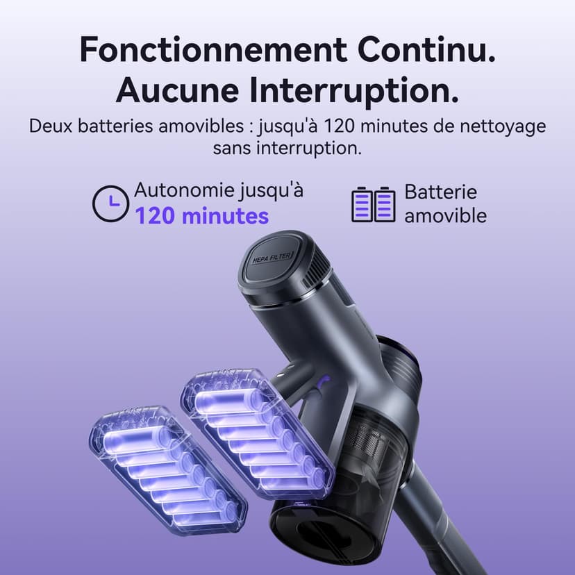NARWAL V40 Station Aspirateur Balai sans Fil, 28000PA / 220AW, Station d'aspiration Automatique, 120 Minutes d'autonomie, Anti-emmêlement des Poils, 100 Jours sans Entretien, Brosse Multifonction - 4