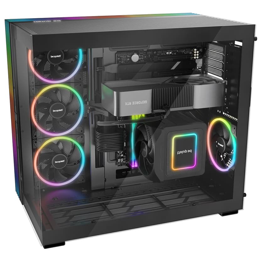 be quiet! Light Base 900 DX Black PC Case, Stunning Panoramic View, Show Case, Dual Chamber Design, Solid ARGB LED Strip, Inverted and Horizontal Usable, E-ATX Motherboard Compatible - 4