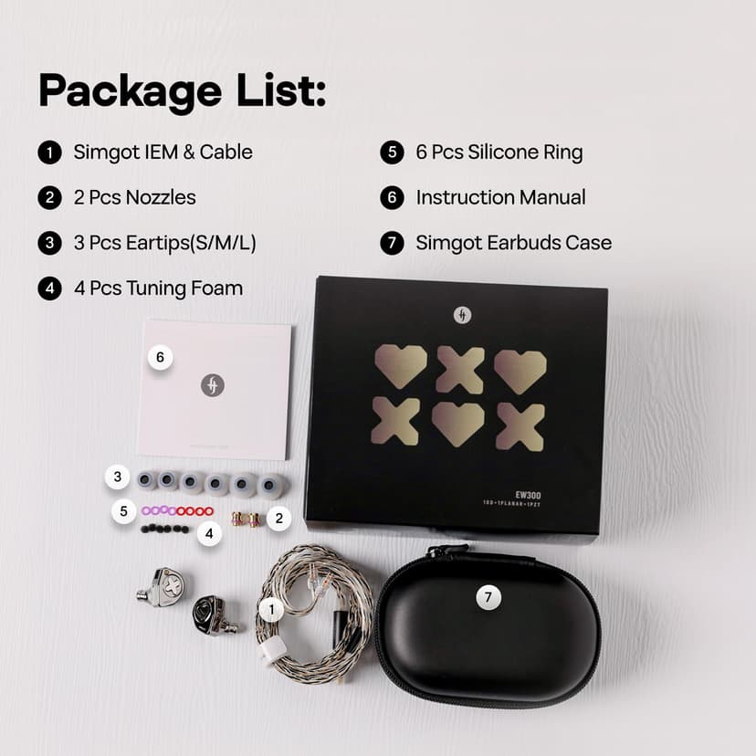 HIFIXAUDIO SIMGOT EW300 in Ear Monitor, 1DD+1Planar+1PZT Hybrid Driver IEM Earphones, HiFi Wired Earbuds with Detachable Nozzles, Gaming Earbuds with OFC IEM Cable for Audiophiles (SIMGOT-EW300) - 9