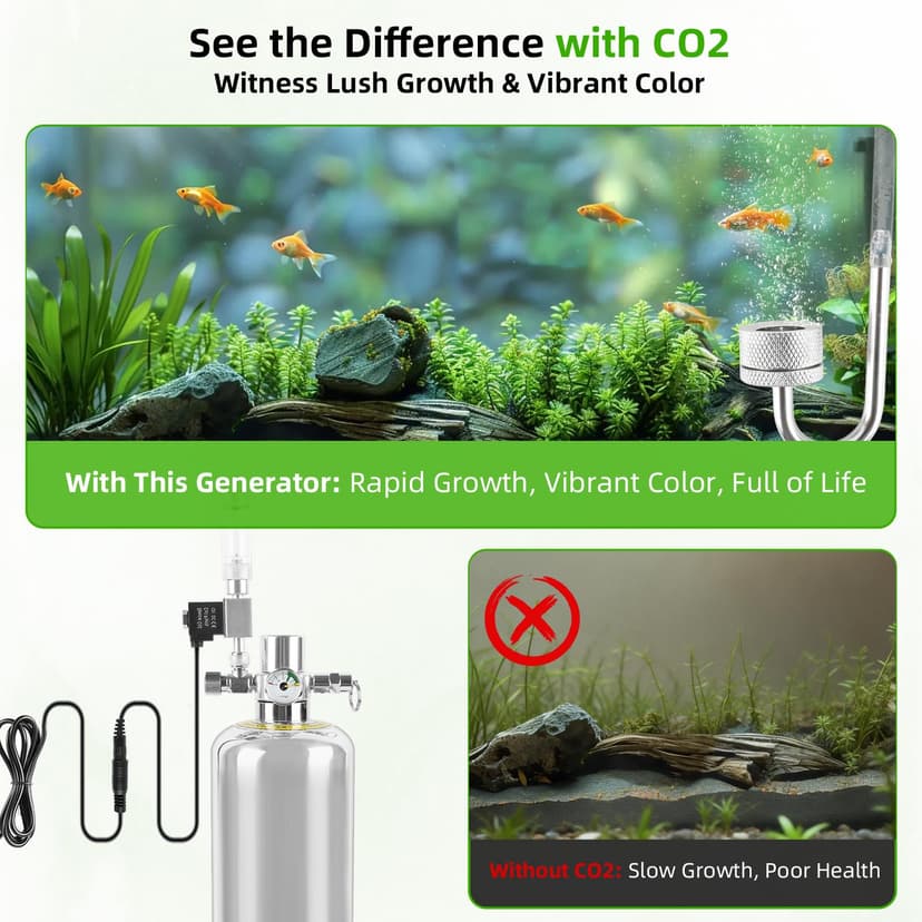 JAOGAUS Aquarium CO2 generator, 2 litre large stainless steel bottle, intelligent gas supply, indispensable for aquarium plant growth, Quick-connect design for easy installation - 4
