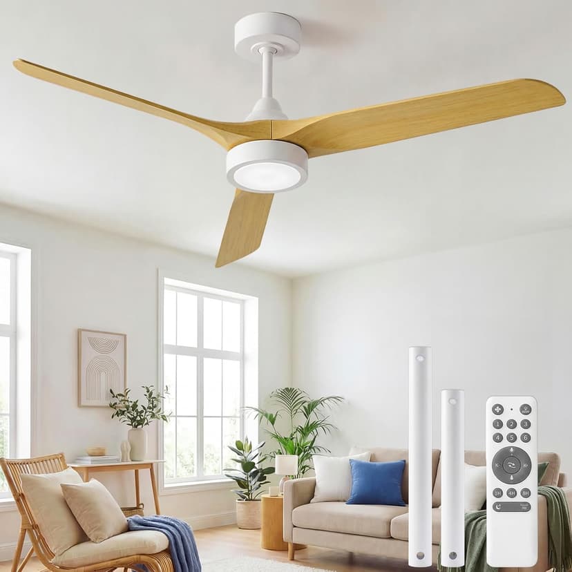Ateroll Ceiling Fan with Lighting, Diameter 132 cm, 3CCT (3000K-6500K) (Hanging Rod) - 1