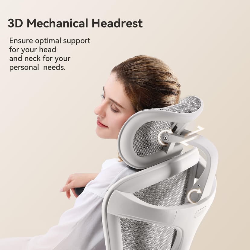 SIHOO Doro C300 Ergonomic Office Chair with Ultra Soft 3D Armrests, Dynamic Lumbar Support for Home Office Chair, Adjustable Backrest Desk Chair (White) - 6