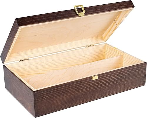 Creative Deco Brown Wooden Wine Box with Clasp | 2 Bottles | 35x20x10cm (+- 1 cm) | Natural Wood Wine Holder Bottle Easter Gift Storage Box Chest | Presentation Box