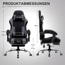 GTPLAYER Chaise de Gaming en Tissu - Ergonomique - avec Repose-Pieds - Appuie-tête - Coussin Lombaire - Rembourré - Pivotant, Supporte 150 kg, Gris - 3