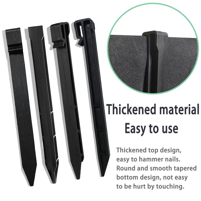 Meision Pack of 20 Plastic Nails Ground Anchors 25 cm, Lawn Edging Plastic Robust, Plastic Pegs, Suitable for Soft Soils in Lawns and Gardens, Anthracite - 3