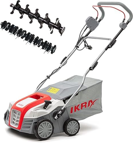 IKRA scarificateur aérateur électrique IEVL 1840, largeur de travail 40cm, puissance 1.800 watts, Gris/Rouge