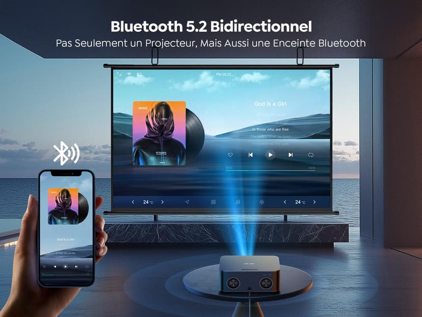 【1500 ANSI/Compatible Netflix】Vidéoprojecteur 4K Dolby 36W, AI Auto Focus/Keystone TOPTRO Projecteur Video WiFi6 Bluetooth FHD 1080P, 2*18W Haut-Parleurs Rétroprojecteur 4K Home Cinéma Extérieur/PS5 - 7