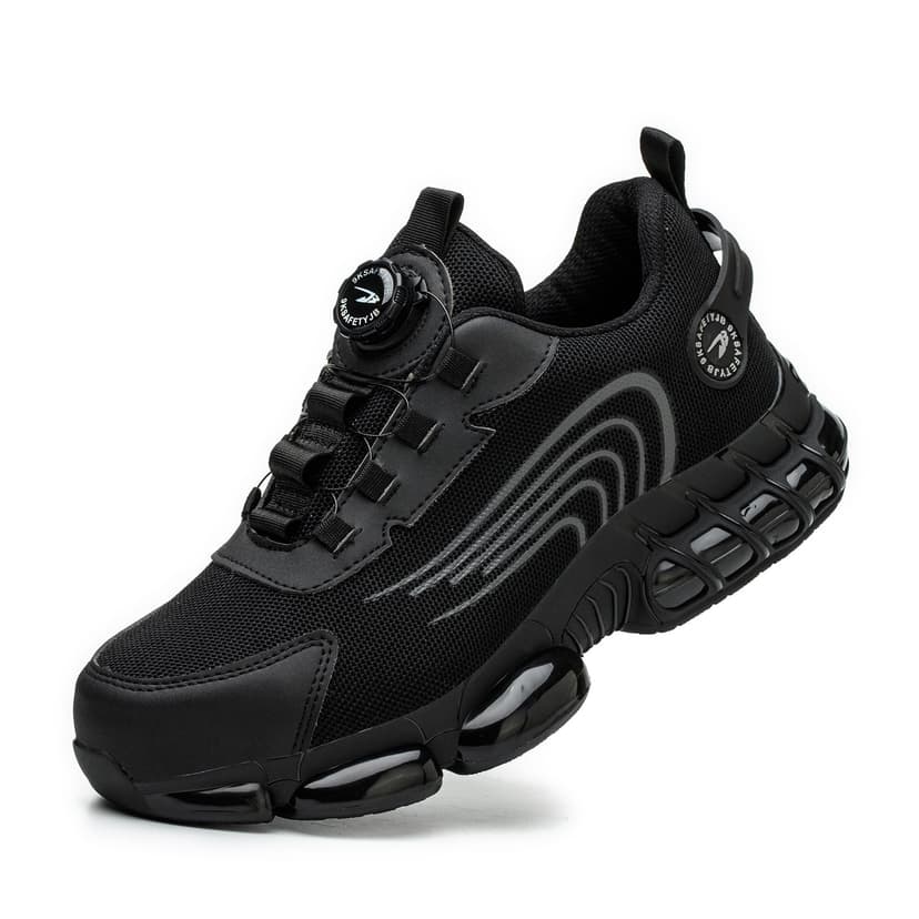 GemChve Chaussures de Sécurité Hommes Femmes Basket Légère Respirante Travail Antidérapante avec Embout en Acier Black 43 EU - 1