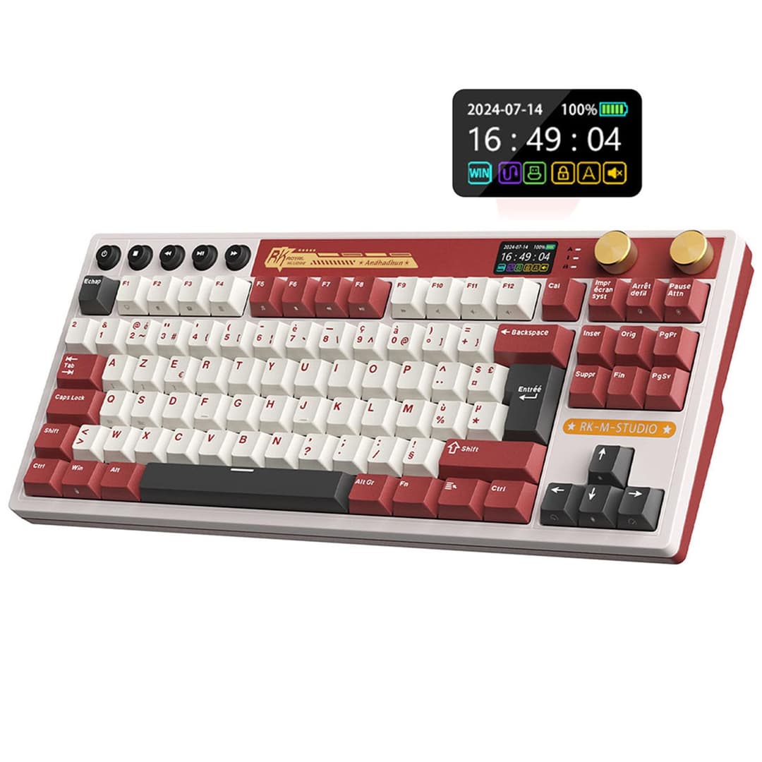 RK ROYAL KLUDGE M87 Clavier de jeu sans fil avec écran et…