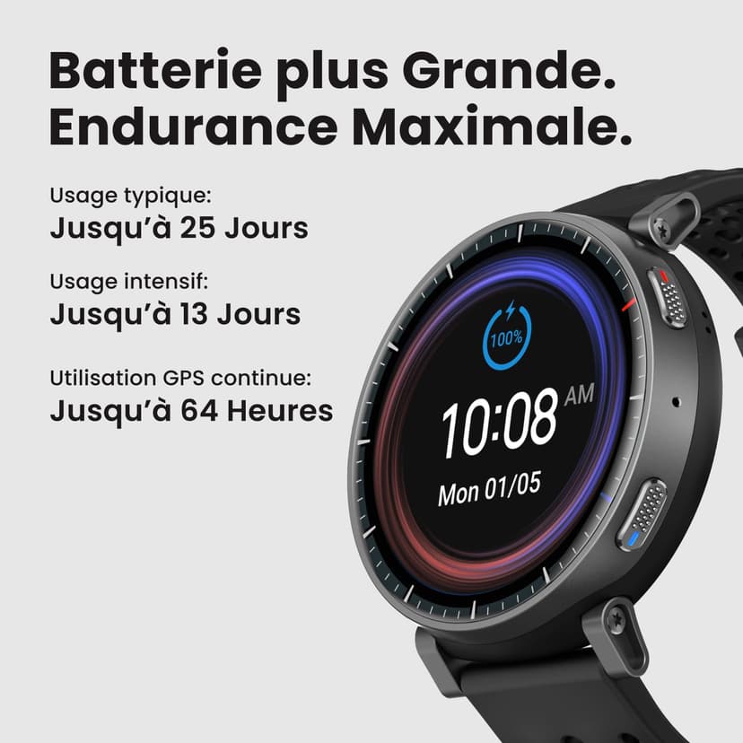 Amazfit Active Max Montre Connectée 48mm, Écran AMOLED 1,5", 25 Jours d’Autonomie, 4 Go de Stockage, Cartes Hors Ligne, NFC, GPS,170+ Sports, Suivi Cardiaque et du Sommeil, pour Android et iPhone - 3
