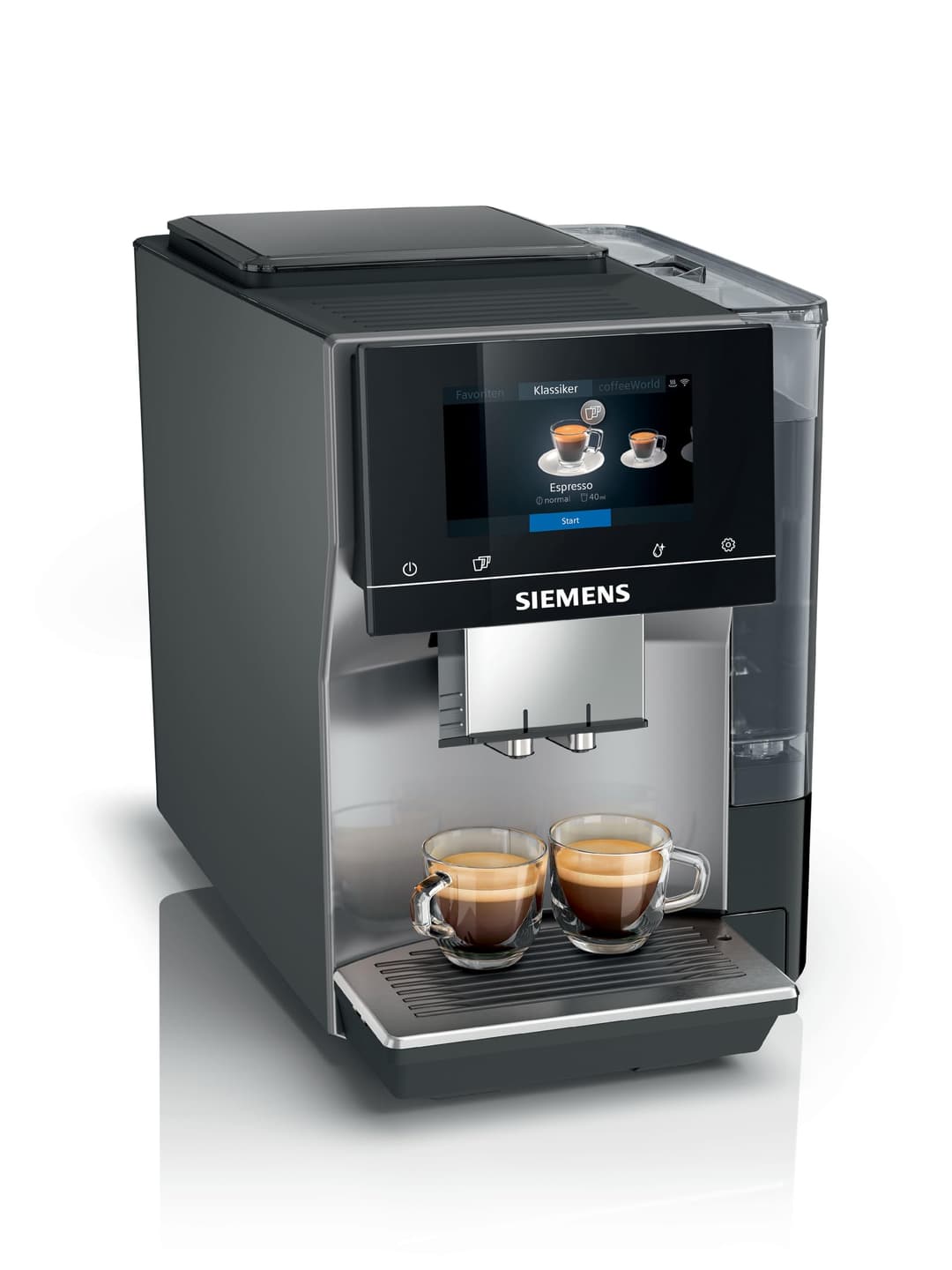 Siemens Fully automatic coffee machine EQ700 classic TP715D01, app control, Cold Brew, intuitive Full-Touch display, up to 10 individual coffee creations as favorites, automatic steam cleaning,