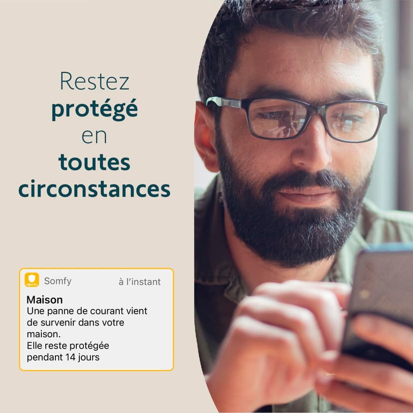 Somfy - Home Alarm Advanced - Système Alarme Maison sans Fil WiFi - Sirène Alarme Intérieure & 2 Badges - Kit de Sécurité pour la Maison Compatible Alexa, Google, Tahoma - Made in France - 3