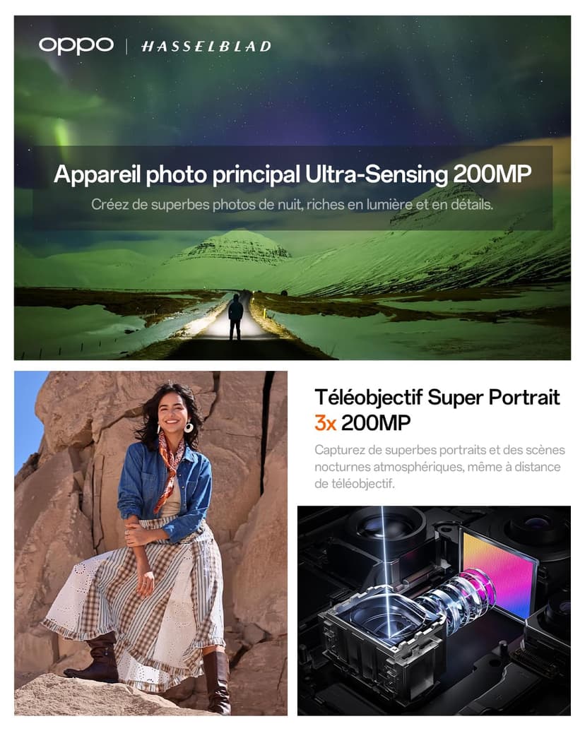 OPPO Find X9 Ultra 5G Unlocked Smartphone, Dual 200MP Hasselblad Cameras, 10x Ultra-Sensing Optical-Zoom, 8K Video, 7050mAh, 144Hz 2K Display, Snapdragon 8 Elite Gen 5, Canyon Orange(with Enco Clip2) - 3