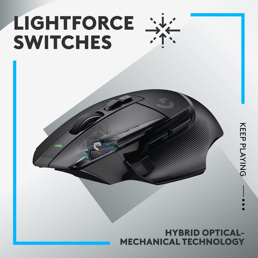 Logitech G G502 X LIGHTSPEED Wireless Gaming Mouse - Optical mouse with LIGHTFORCE hybrid optical-mechanical switches, HERO 25K gaming sensor, compatible with PC - macOS/Windows - Black - 2