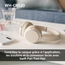 Sony WH-CH520 - Casque Bluetooth sans Fil, Multipoint, Micro intégré - jusqu'à 50 Heures d'autonomie et Charge Rapide - Noir - 7