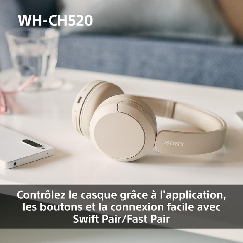 Sony WH-CH520 - Casque Bluetooth sans Fil, Multipoint, Micro intégré - jusqu'à 50 Heures d'autonomie et Charge Rapide - Noir - 7