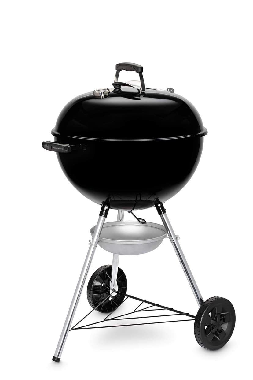 Weber Original Kettle Charcoal Grill Barbecue, 57cm | E-5710 BBQ Grill with Lid Cover, Thermometer, Stand & Wheels | Freestanding Outdoor Oven & Cooker with Porcelain-Enamelled Bowl - Black (14101004) - 1