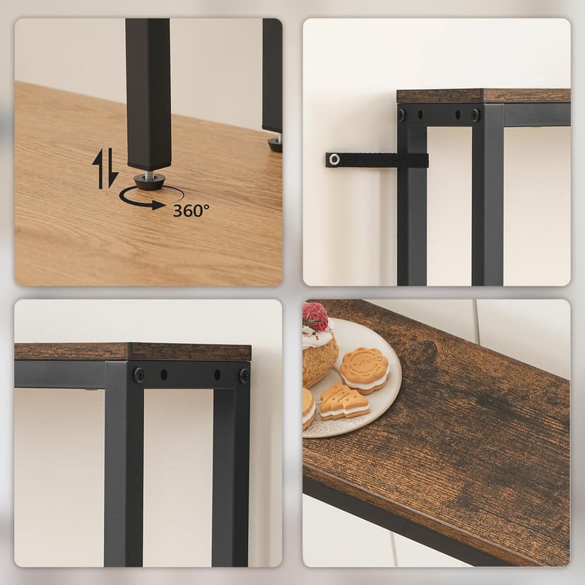 YATINEY Narrow Console Table Entrance Table 15cm Wide Hallway Table 1AC and 2 USB Ports Living Room Hallway Behind Sofa 3 Combination Modes Vintage Brown and Black XCT07CBR - 9