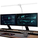 EYOCEAN 24W 80cm Dual Head Clip On Desk Lamp Daylight Desk Lamp with Remote Control, 5 Color Temperatures and Adjustable Brightness, Eye Protection, White - 1