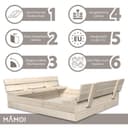 MAMOI® Bac a Sable avec Bache | Bac a Sable en Bois avec Couvercle, Enfant | (Naturel) - 3