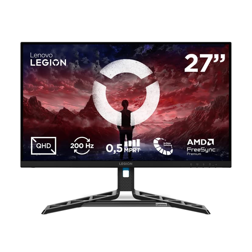 Lenovo Legion R27qe Gen2 - Écran Gaming 27'' (QHD, IPS, 200 Hz, 0.5 ms, HDMI+DP, Câble DP, AMD FreeSync Premium) Réglage en Inclinaison - Noir - 1