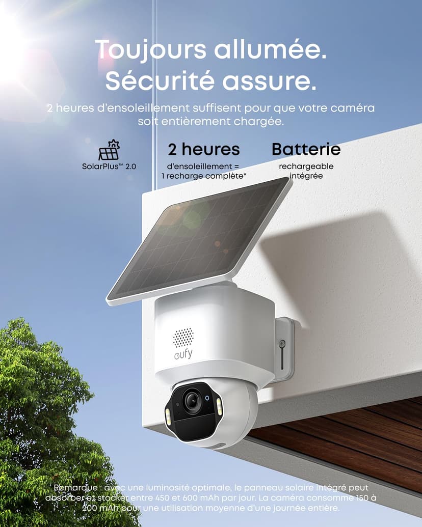 eufy Security SoloCam E42, caméra Solaire 4K sans Fil pour Dehors, Suivi IA, Stroboscope,Camera Surveillance WiFi, Reconnaissance faciale,Stockage Local Jusqu’à 14 TB - 5