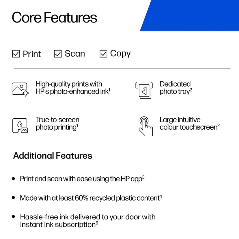 HP Envy Photo 7934 All in One Printer | Wireless | Print, Scan & Copy | 6 months free Instant Ink | Automatic 2-sided photo printing | Touchscreen | Dedicated Photo tray | Automatic Document Feeder - 6