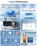 BMAX B1Plus Mini PC Win 11, Intel Celeron J3355(jusqu'à 2,5 GHz) 6 Go LPDDR3 RAM 128 Go eMMC SSD, Mini Ordinateur de Bureau Double écran, WiFi 5, BT5.0, Tour PC pour l'école/Bureau - 2