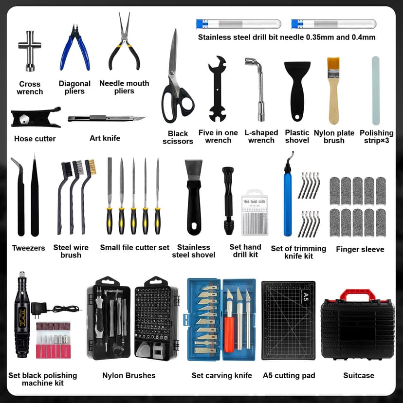221 Pieces 3D Printer Accessory Kit, 3D Printer Accessories Bring Tool Box Includes Deburring Tool, Suitable for 3D Printing Disassembly, Cleaning and Precision Machining of Tool Boxes - 8