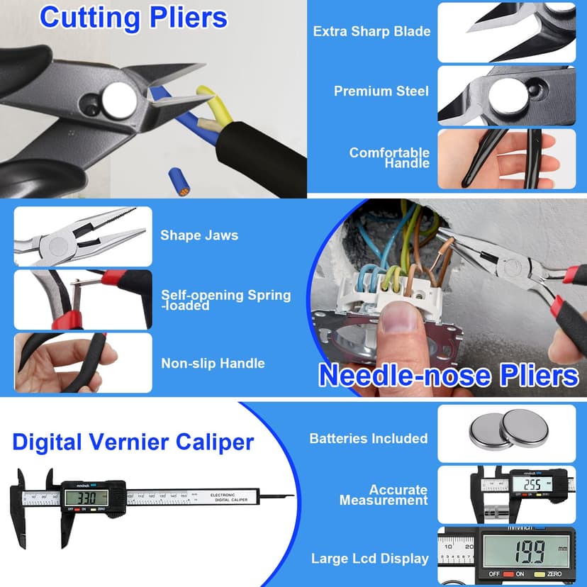YOTINO 82 Pieces 3D Printer Accessories, 3D Printing Tool Kit, with Tweezers, Pliers, Carving Knife, Cleaning Needles, Wrench Set for Cleaning Finishing Printing - 4