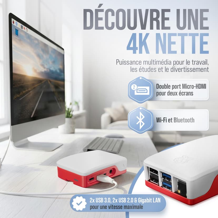 db-tronic Raspberry Pi 4 4GB Starter Kit | 64GB White Edition | 15W Power Supply | Case with 4x Heatsinks | 4K Micro HDMI Cable | Ideal for Smart Home, Retro Gaming & Home Assistant - 6