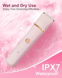 Women's Shaver, 3-in-1 Intimate Shaver for Women, Facial Hair Remover for Women, Women's Shaver Electric for Legs, Arms, Armpits and Bikini Area, Rechargeable IPX7 Waterproof Trimmer Women, Pink - 4