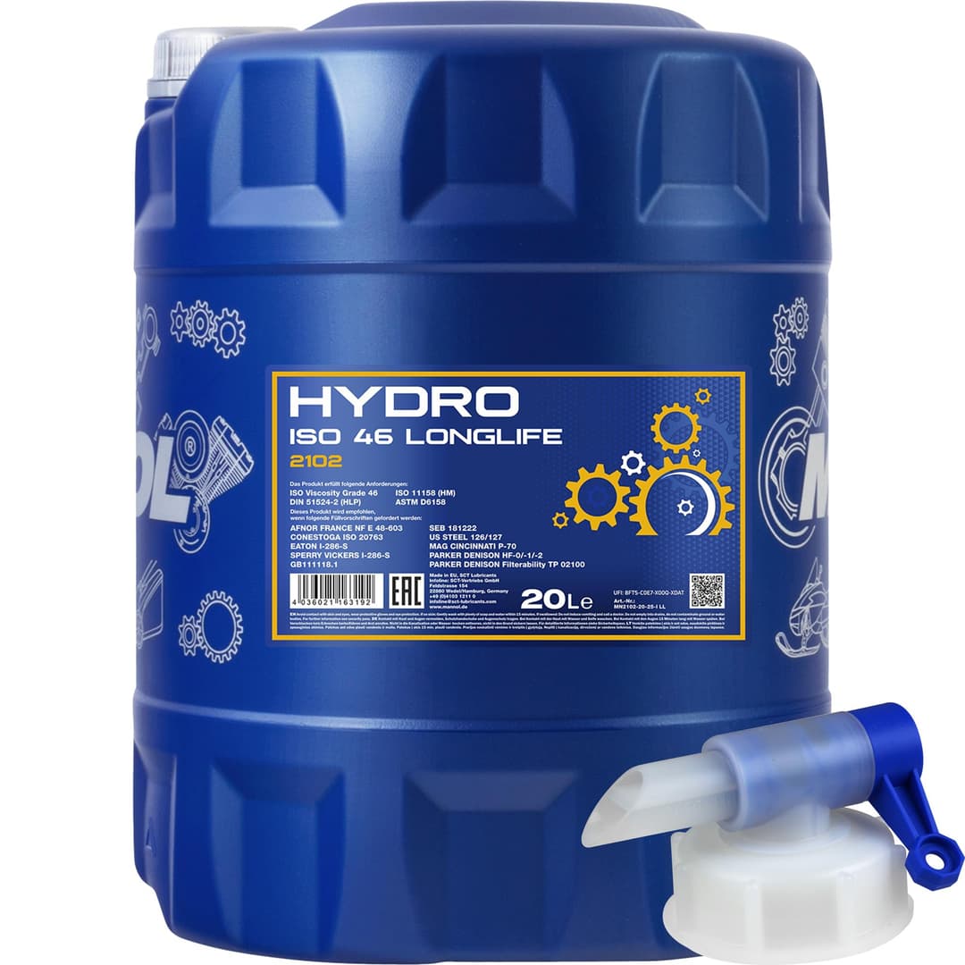 MANNOL HYDRO ISO 46 Liquide d'huile hydraulique MN2102-20…