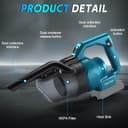 Cordless Handheld Vacuum Cleaner Compatible with Makita Battery 18V 16KPa, 4-in-1 Multi-Function Vacuum Cleaner, Floor Nozzle, 0.7L Dust Container, for Home and Car, Pet Hair (No - 5