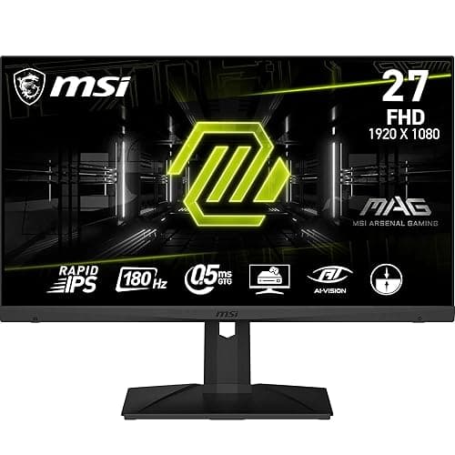 MSI Mag 275F Flat Gaming Monitor, Full HD (1920 x 1080), 1920 x 1080 Fast IPS Panel, 180Hz, 0.5ms Response Time, Black