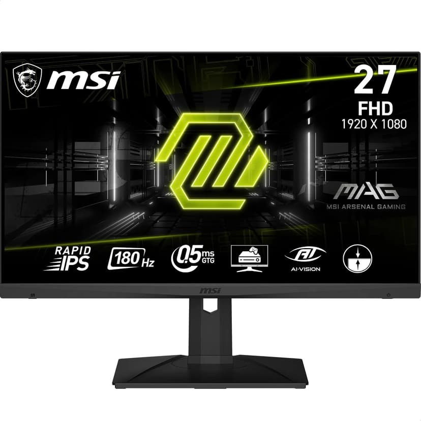 MSI Mag 275F Flat Gaming Monitor, Full HD (1920 x 1080), 1920 x 1080 Fast IPS Panel, 180Hz, 0.5ms Response Time, Black - 1