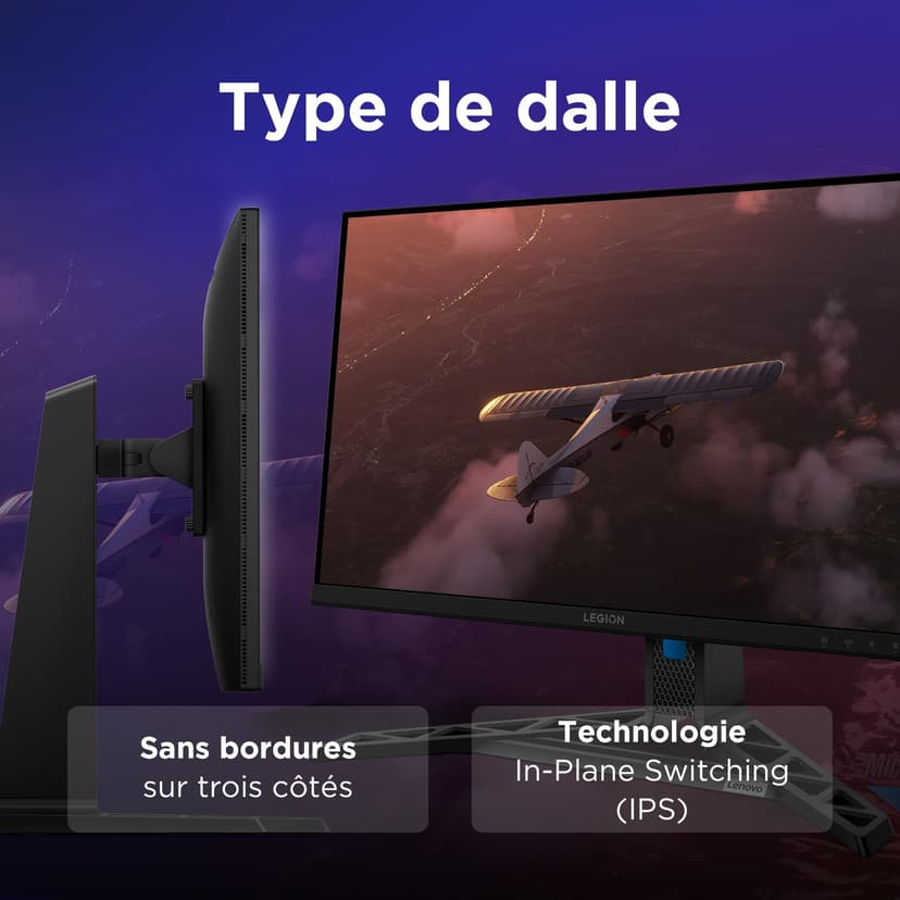 Lenovo Legion R27qe Gen2 - Écran Gaming 27'' (QHD, IPS, 200 Hz, 0.5 ms, HDMI+DP, Câble DP, AMD FreeSync Premium) Réglage en Inclinaison - Noir - 5