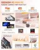 GEEKOM A5 Mini PC avec AMD Ryzen 7 5825U(jusqu'à 4,5 GHz), Graphiques Vega 8, 32Go DDR4 RAM, 512Go SSD, Lecteur SD, Muet Compatible 4 écrans 8K UHD, 2.5G LAN, 3ans d'assistance, Office Home - 2