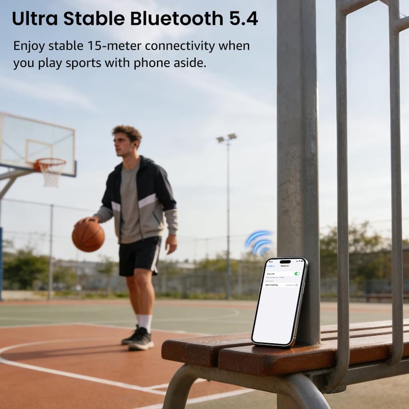 TOZO OpenEarRing Écouteurs Bluetooth sans Fil Ecouteurs Bluetooth 5.1 Ultraléger avec Réduction IA de Bruit ORIGX Acoustique EQs Ajustement 40H d'Autonomie LED Écran USB Type C IPX5 Noir - 6