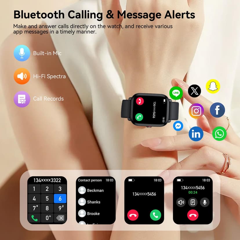 Women's Smart Watch, 1.83 Inch HD Smartwatch, 20 Days Battery Life with Bluetooth Call, Heart Rate Monitor, Sleep, Sports Watch with IP68 Waterproof, 112+ Sports Modes for Android/iOS - 5