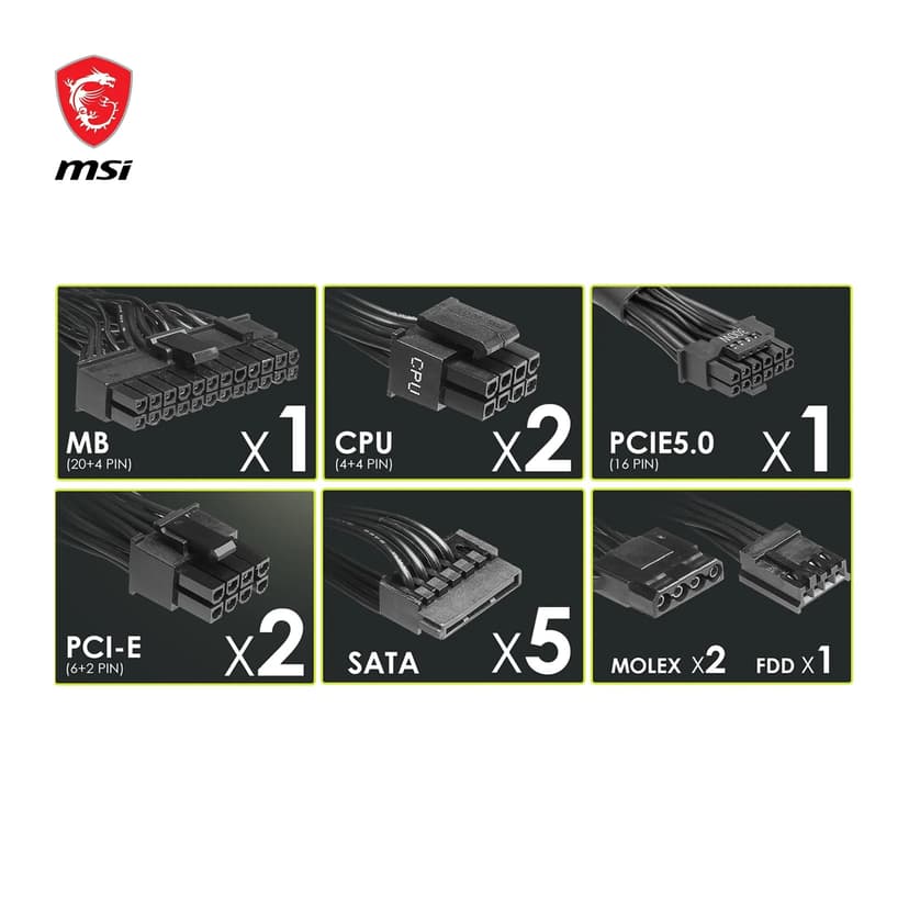 MSI PSU MAG A750BN PCIE5 - EU cord - 6