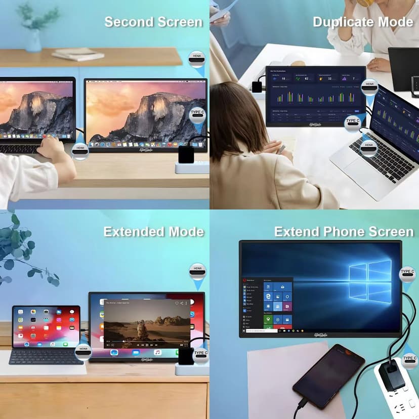 Tpsmtdis Écran Portable 18,5 Pouces, Moniteur de Jeu pour Ordinateur avec 120Hz, de Voyage,300 Nits Plug & Play, avec Double Haut - Parleurs. Écran Externe pour PC, Tablette, Mac, Xbox, PS3/4/5 - 7